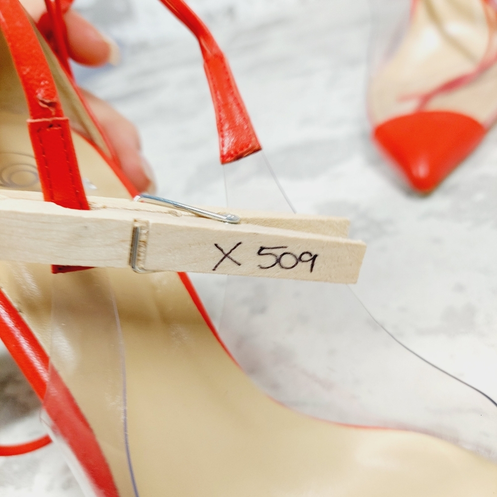 New BROTHER VELLIES De Fleur Ankle Tie Pointed Toe Leather Orange Pumps X509 - Picture 13 of 13